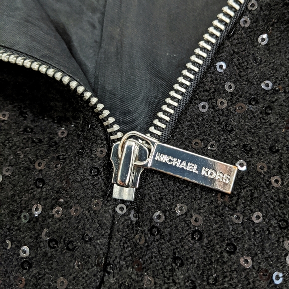 MICHAEL KORS Sexy Strapless Little Black Dress in Size 2 Wool Blend With Sequins - Picture 7 of 12